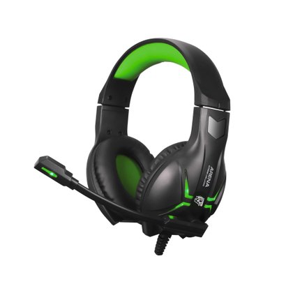 headset gamer arena com microfone preto e verde hgar elg 1