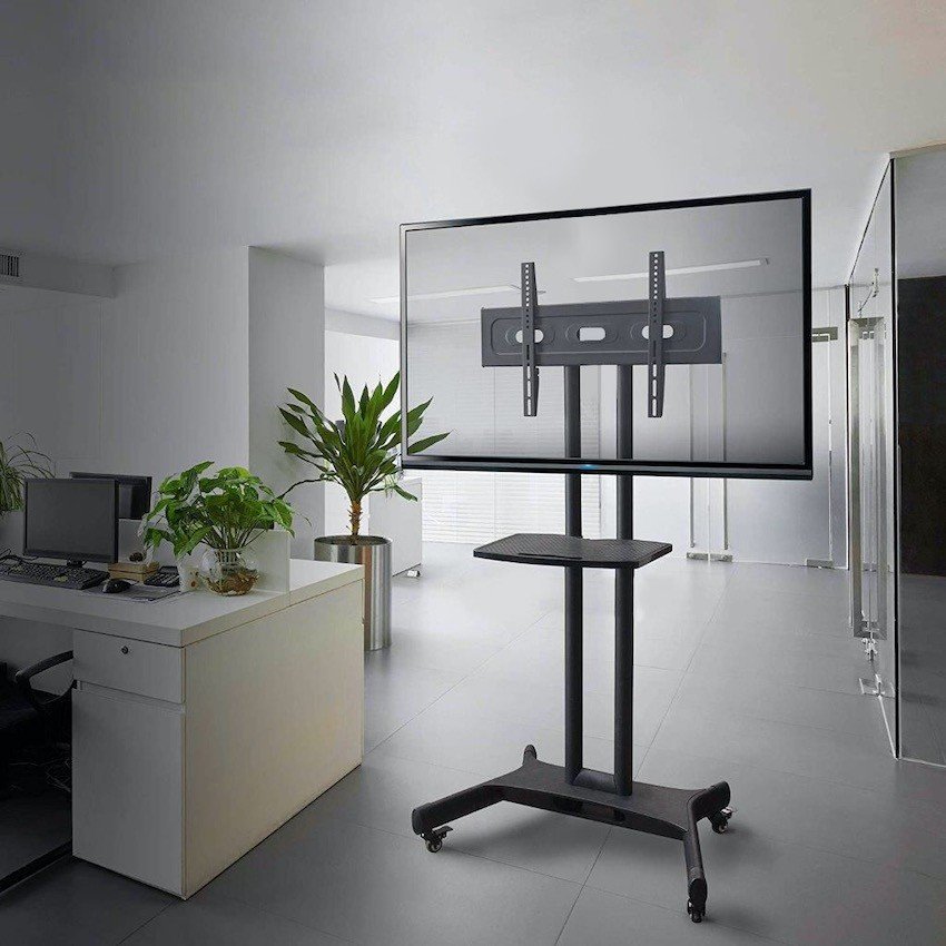 pedestal para tv de 32 a 75 suporte videoconferencia com rodizios cts55 nb 2